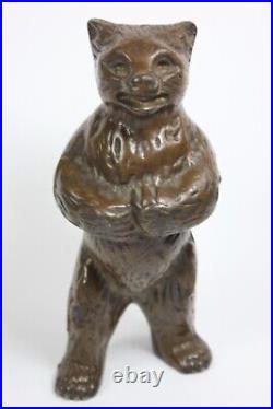 Antique Hubley Cast Iron BEAR Standing Bank Original Untouched Condition NICE