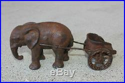 Antique Hubley Cast Iron Elephant Pulling Chariot Coin Safe Bank Vintage Toy OLD