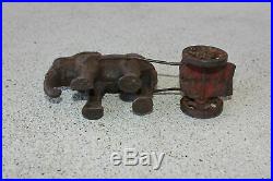 Antique Hubley Cast Iron Elephant Pulling Chariot Coin Safe Bank Vintage Toy OLD