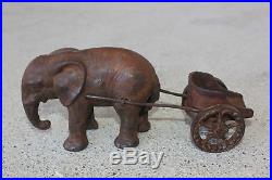 Antique Hubley Cast Iron Elephant Pulling Chariot Still Coin Bank Vintage Toy