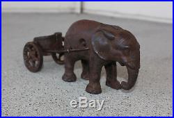 Antique Hubley Cast Iron Elephant Pulling Chariot Still Coin Bank Vintage Toy