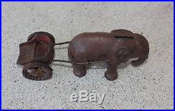 Antique Hubley Cast Iron Elephant w Chariot Still Coin Safe Bank Vintage Toy OLD