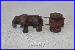 Antique Hubley Cast Iron Elephant w Chariot Still Coin Safe Bank Vintage Toy OLD