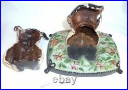 Antique Hubley Cast Iron Large and Heavy Painted Still Penny Bank Fido on Pillow