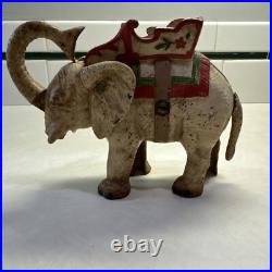 Antique Hubley Cast Iron Mechanical Elephant Bank withHowdah Saddle-Original Paint Antique Hubley Cast Iron Mechanical Elephant Bank withHowdah Saddle-Original Paint