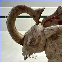Antique Hubley Cast Iron Mechanical Elephant Bank withHowdah Saddle-Original Paint Antique Hubley Cast Iron Mechanical Elephant Bank withHowdah Saddle-Original Paint
