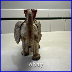 Antique Hubley Cast Iron Mechanical Elephant Bank withHowdah Saddle-Original Paint Antique Hubley Cast Iron Mechanical Elephant Bank withHowdah Saddle-Original Paint