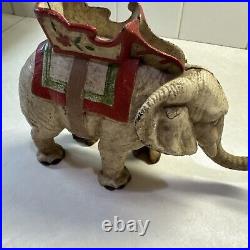 Antique Hubley Cast Iron Mechanical Elephant Bank withHowdah Saddle-Original Paint Antique Hubley Cast Iron Mechanical Elephant Bank withHowdah Saddle-Original Paint