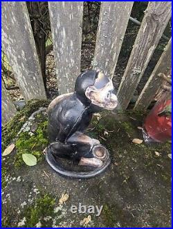 Antique Hubley Cast Iron Sitting Monkey Coin Bank/ Door Stop