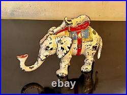 Antique Hubley Cast Iron White Elephant Mechanical Bank Original