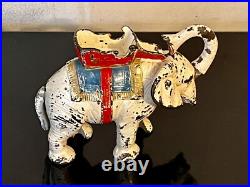 Antique Hubley Cast Iron White Elephant Mechanical Bank Original