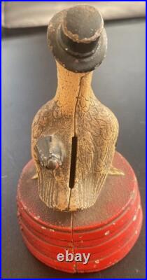 Antique Hubley Depression Era Duck Signed Save for A Rainy Day Cast Iron Bank Antique Hubley Depression Era Duck Signed Save for A Rainy Day Cast Iron Bank