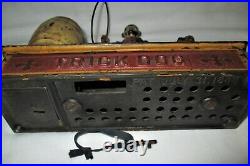 Antique Hubley Toy Us Clown USA Mechanical Cast Iron Trick Dog Bank Lock Key Keg