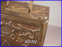 Antique Huge Cast Iron Coin Bank 7.5 Diamond Safe & wood Drawers USA Kenton