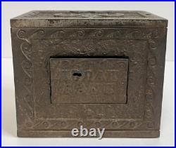 Antique J & E Stevens Cast Iron Bank Kodak Camera Box Coin Metal No Key Rare