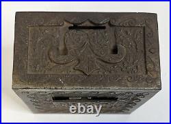 Antique J & E Stevens Cast Iron Bank Kodak Camera Box Coin Metal No Key Rare