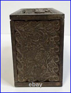 Antique J & E Stevens Cast Iron Bank Kodak Camera Box Coin Metal No Key Rare
