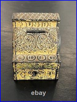 Antique J & E Stevens Cast Iron Junior Cash Register Bank Orig. Paint 4 3/16