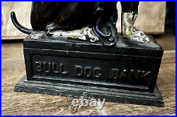 Antique J & E Stevens Cast Iron Mechanical Bull Dog Coin on Nose Bank 1880 Antique J & E Stevens Cast Iron Mechanical Bull Dog Coin on Nose Bank 1880