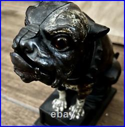Antique J & E Stevens Cast Iron Mechanical Bull Dog Coin on Nose Bank 1880 Antique J & E Stevens Cast Iron Mechanical Bull Dog Coin on Nose Bank 1880