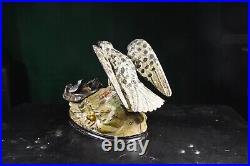 Antique J & E Stevens Cast Iron Mechanical Coin Bank Eagle Eaglets 19th Century