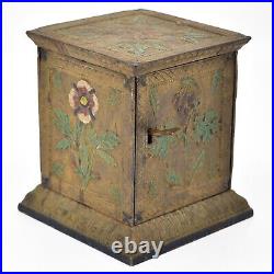 Antique J&E Stevens Floral (National) Safe Cast Iron Still Bank & Key Moore 885