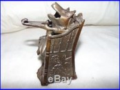 Antique J & E Stevens Nickel Plate Cast Iron Pig & Highchair Mechanical Bank Toy
