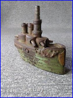 Antique J. E. Stevens Oregon Battleship Cast Iron Still Bank