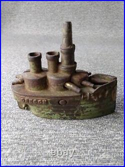 Antique J. E. Stevens Oregon Battleship Cast Iron Still Bank