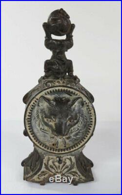 Antique J&e Stevens Cat And Mouse Mechanical Coin Bank Ornate Cast Iron Vintage
