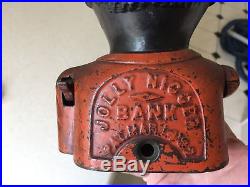Antique Jolly N mechanical bank cast iron original paint Shepard Hardware