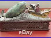 Antique Jonah and the Whale Cast Iron Coin Bank