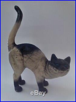 Antique Kenco Siamese Cat Cast Iron Bank, Doorstop, Marked Littlestown Pa, Rare