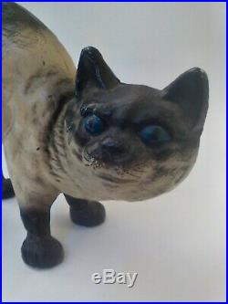 Antique Kenco Siamese Cat Cast Iron Bank, Doorstop, Marked Littlestown Pa, Rare