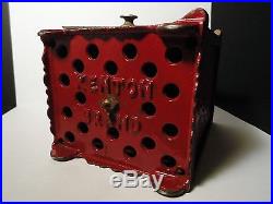 Antique Kenton Hardware Cast Iron Safe Bank Rare Red Version