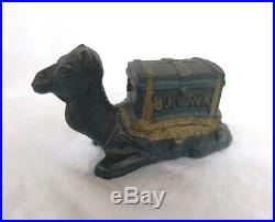 Antique Kyser Rex Kneeling Camel Still Cast Iron Bank 1889 with Gold Trim Paint