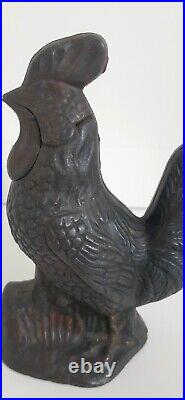 Antique Kyser Rex Mechanical Rooster Bank Cast Iron Missing Lever