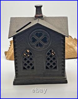 Antique Kyser Rex Villa Bank (1882 Church) Cast Iron Still Bank-1664.24