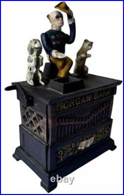 Antique Kyser and Rex Cast Iron Coin Bank Monkey Dog Cat Organ Grinder Original Antique Kyser and Rex Cast Iron Coin Bank Monkey Dog Cat Organ Grinder Original