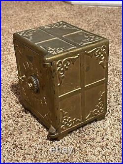 Antique Large 7 Tall Cast Iron Still Bank Ideal Trust Combination Safe Opens