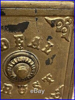 Antique Large 7 Tall Cast Iron Still Bank Ideal Trust Combination Safe Opens