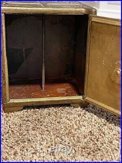 Antique Large 7 Tall Cast Iron Still Bank Ideal Trust Combination Safe Opens