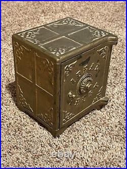 Antique Large 7 Tall Cast Iron Still Bank Ideal Trust Combination Safe Opens