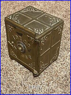Antique Large 7 Tall Cast Iron Still Bank Ideal Trust Combination Safe Opens