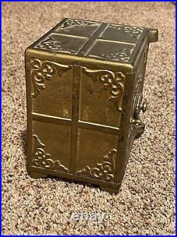 Antique Large 7 Tall Cast Iron Still Bank Ideal Trust Combination Safe Opens