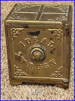 Antique Large 7 Tall Cast Iron Still Bank Ideal Trust Combination Safe Opens