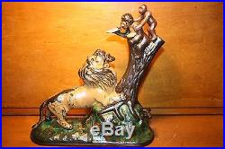 Antique Lion & 2 Monkeys Cast Iron Mechanical Bank Kyser & Rex c. 1883