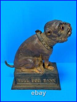 Antique Mechanical Cast Iron BULLDOG BANK