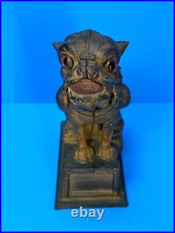 Antique Mechanical Cast Iron BULLDOG BANK