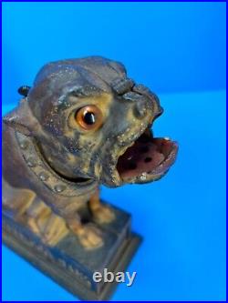 Antique Mechanical Cast Iron BULLDOG BANK